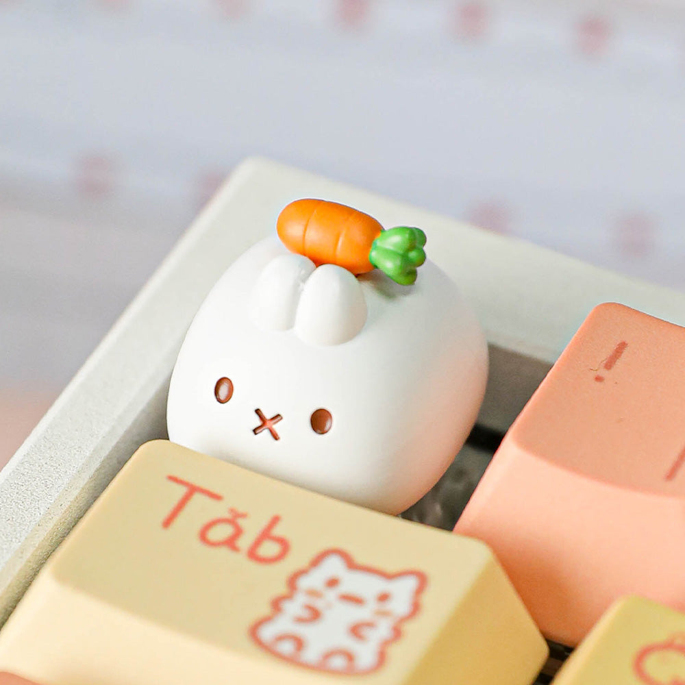 Cute Bunny With Carrot Artisan Keycap