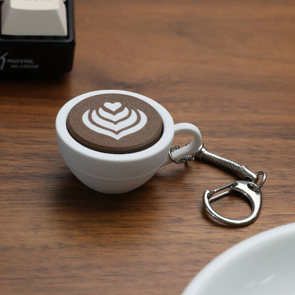 Cute Coffee Cup Fidget Clicker Keychain, Mini Dual Button Stress Relief Toy, Portable Anxiety Relief Decompression Gadget