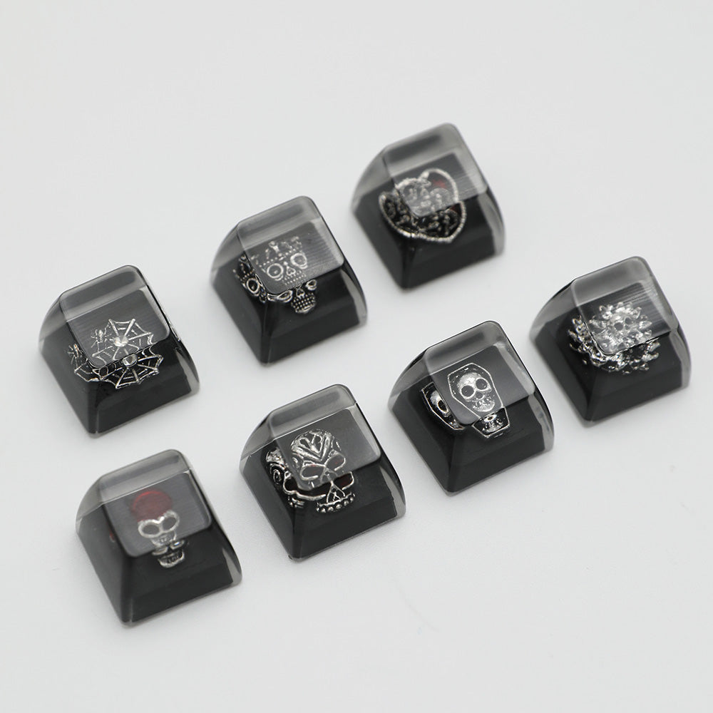 Gothic Metal‑Skull Artisan Keycaps Set
