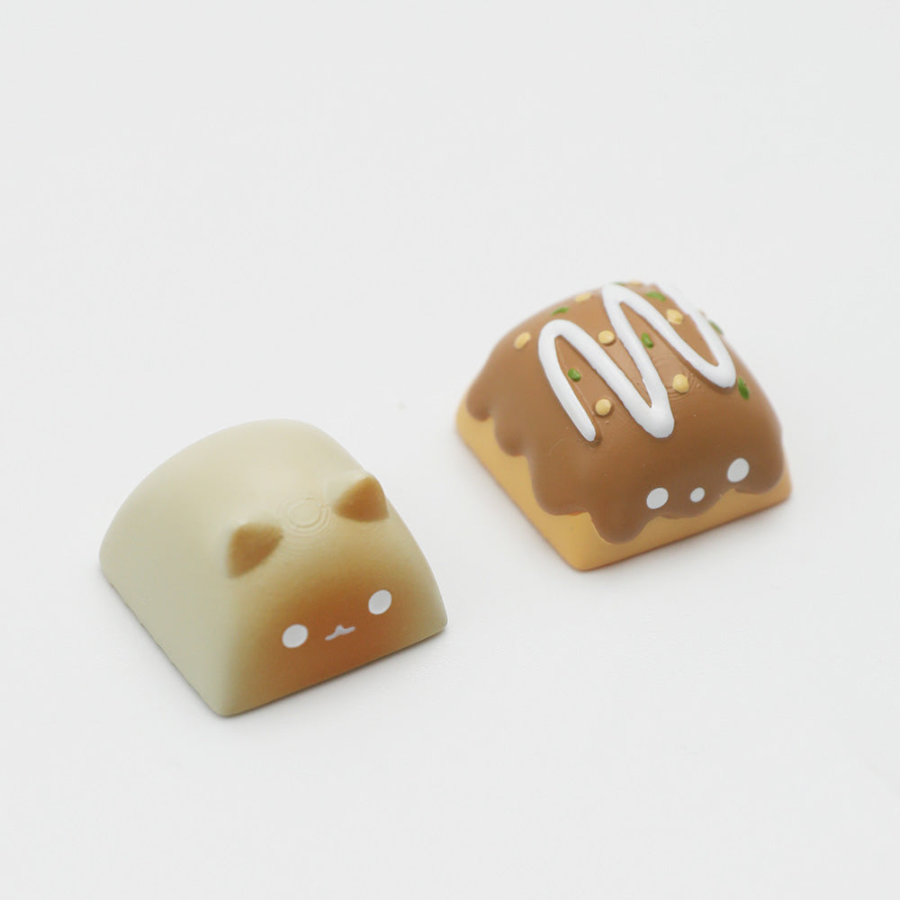 Toast Cat & Chocolate Dessert Artisan Keycaps