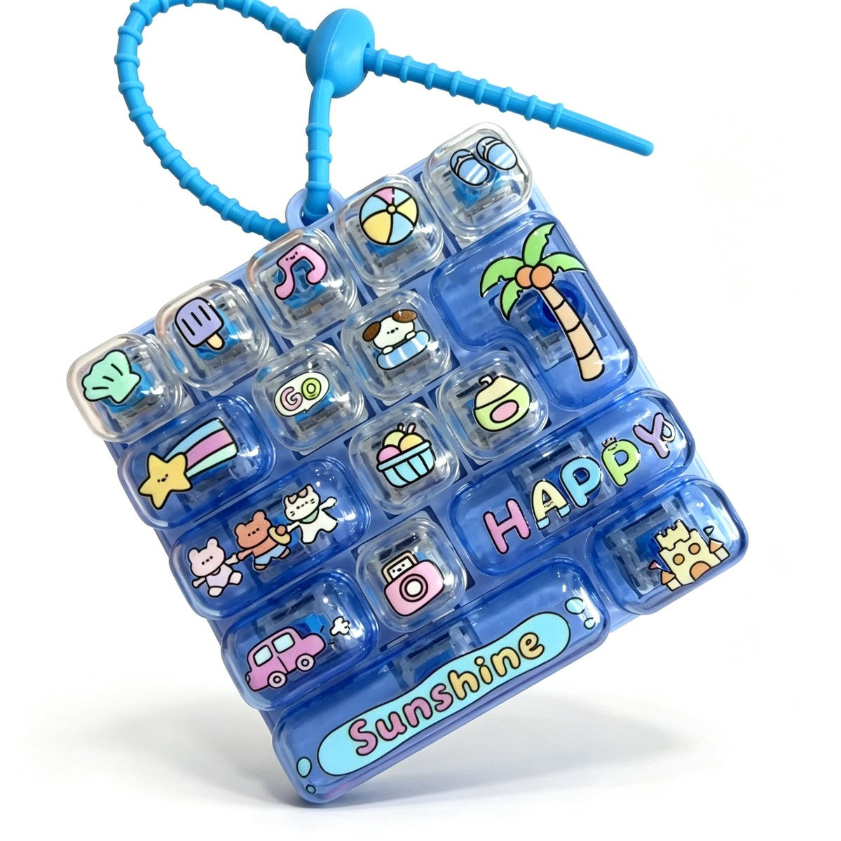 Animal 14-Key keycap clicker keychain, Blue Ocean
