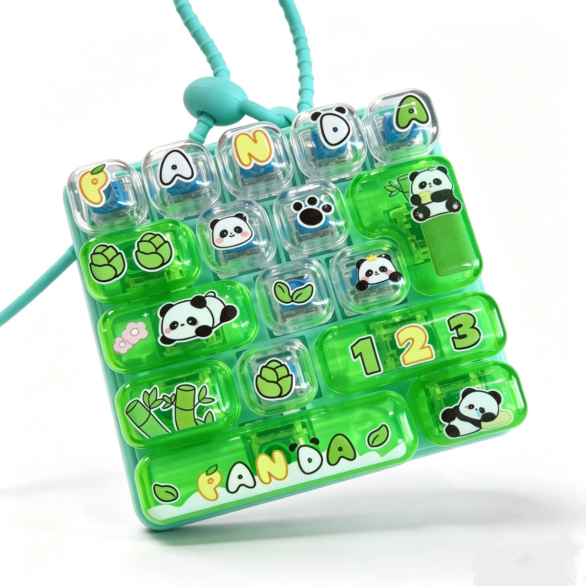 Animal 14-Key keycap clicker keychain, Green Panda
