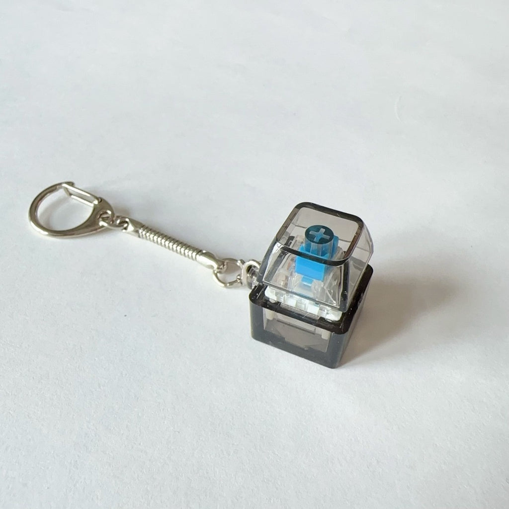 Black translucent PC keycap clicker keychain with snake chain