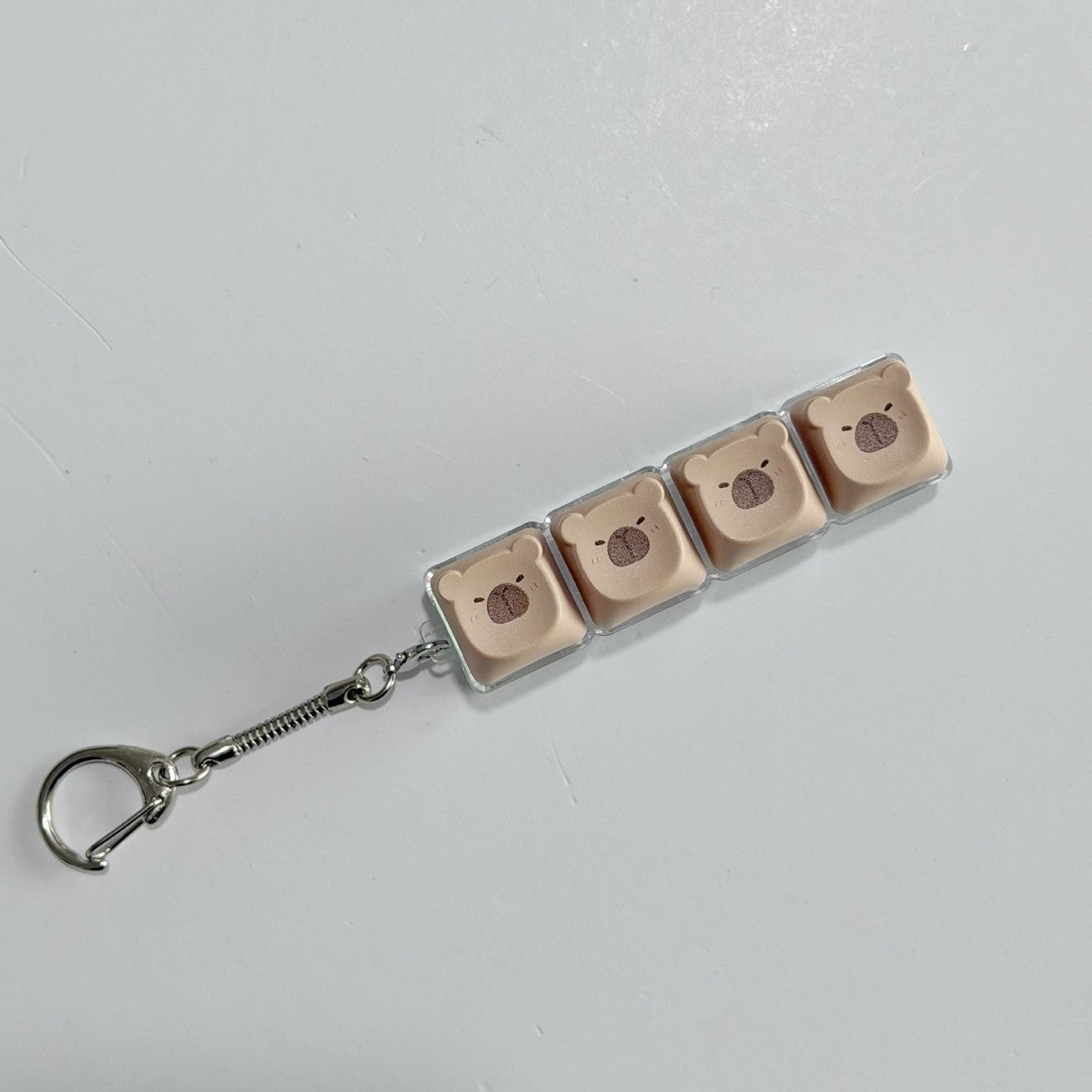 Capybara 4-Key keycap clicker keychain, Dark Brown