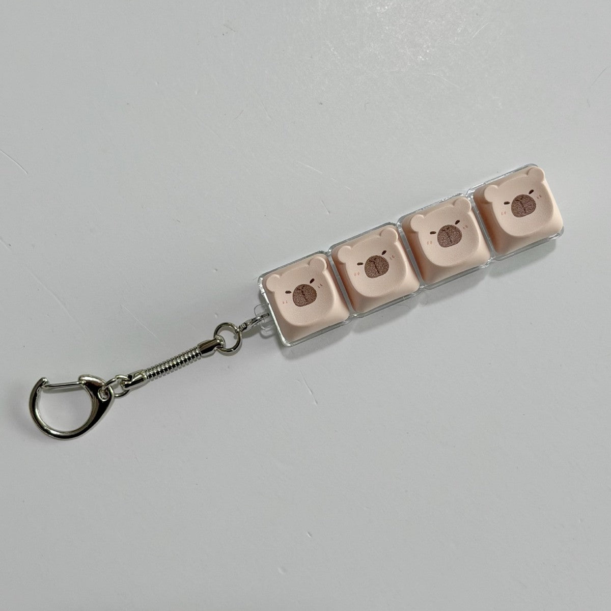 Capybara 4-Key keycap clicker keychain, Flesh Pink