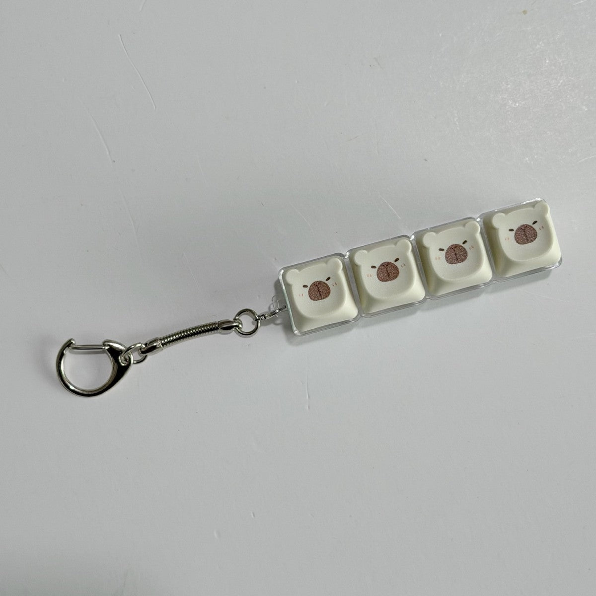 Capybara 4-Key keycap clicker keychain, Off-White