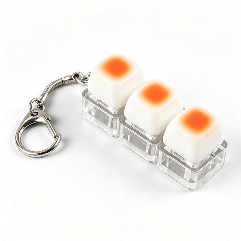 Caramel bread keycap clicker keychain, 3-key