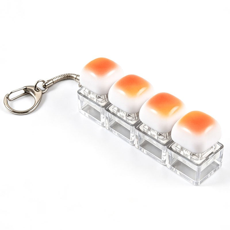 Caramel bread keycap clicker keychain, 4-key long-strip