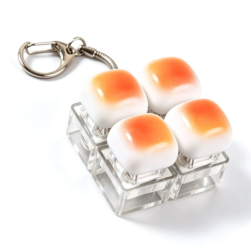 Caramel bread keycap clicker keychain, 4-key square block