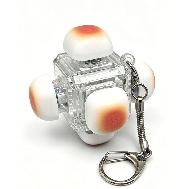 Caramel bread keycap clicker keychain, 6-key 3D layout