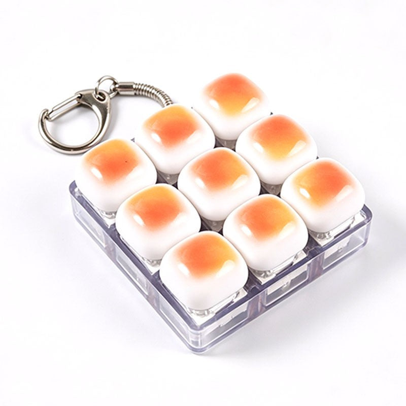 Caramel bread keycap clicker keychain, 9-key