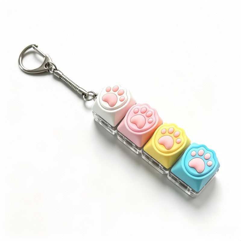 Cat Paw 4-Key keycap clicker keychain, Long-Strip Multicolour