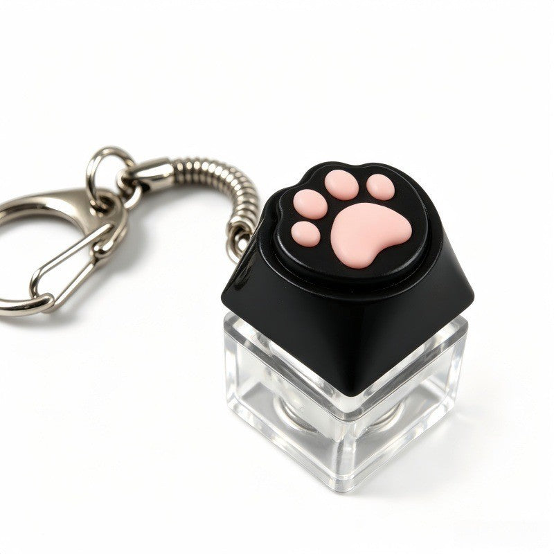 Cat paw keycap clicker keychain, 1-key black