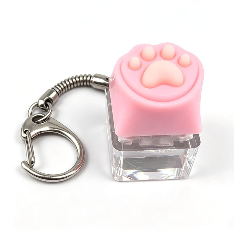 Cat paw keycap clicker keychain, 1-key pink