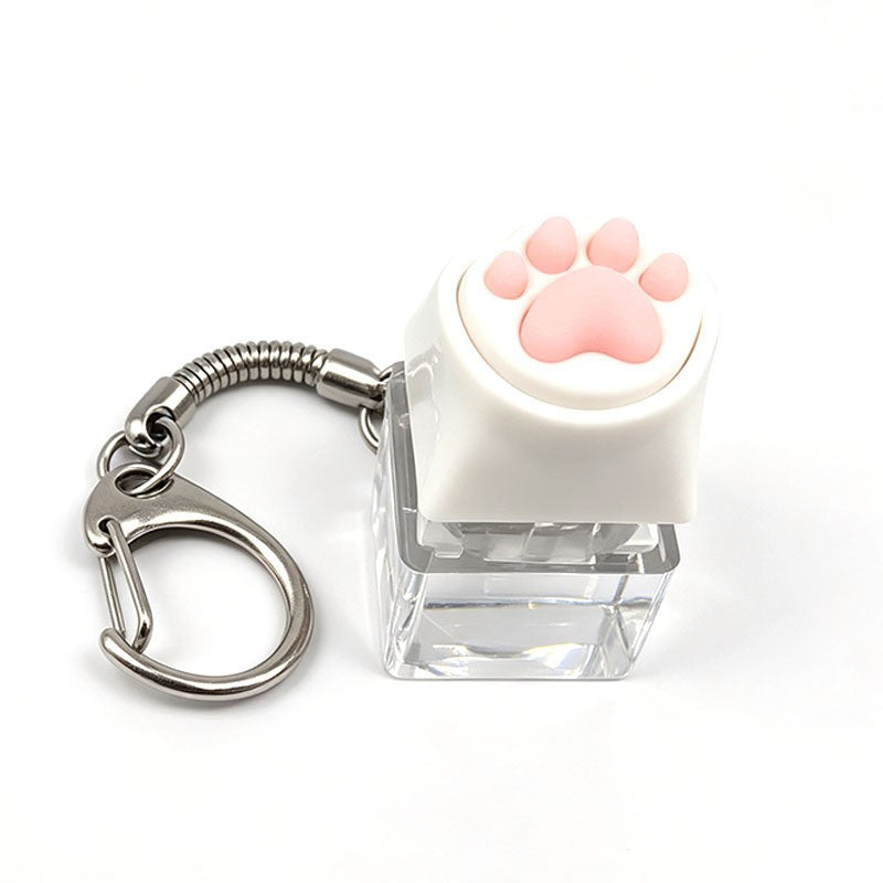 Cat paw keycap clicker keychain, 1-key white