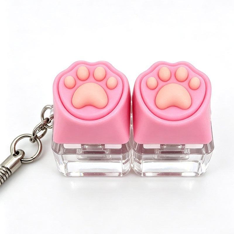 Cat paw keycap clicker keychain, 2-key pink