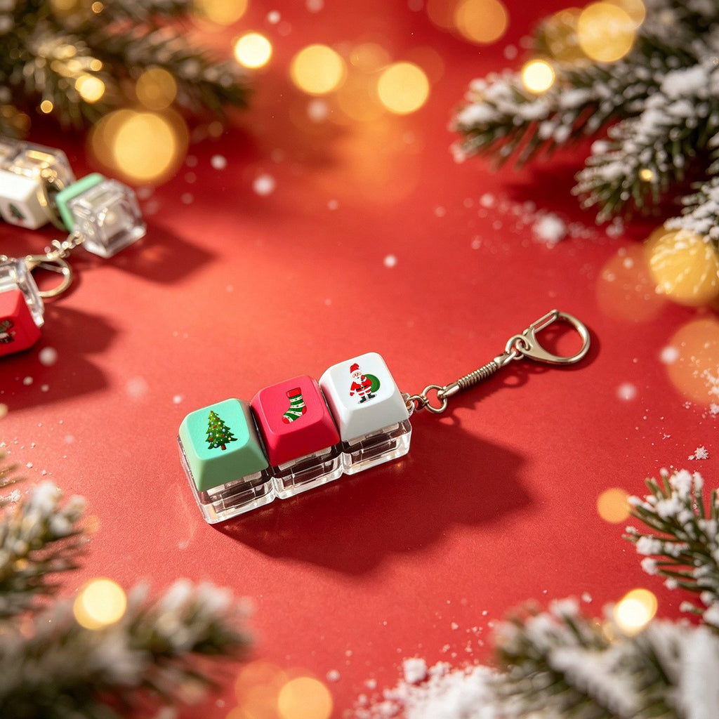 Christmas keycap clicker keychain, 3-Key
