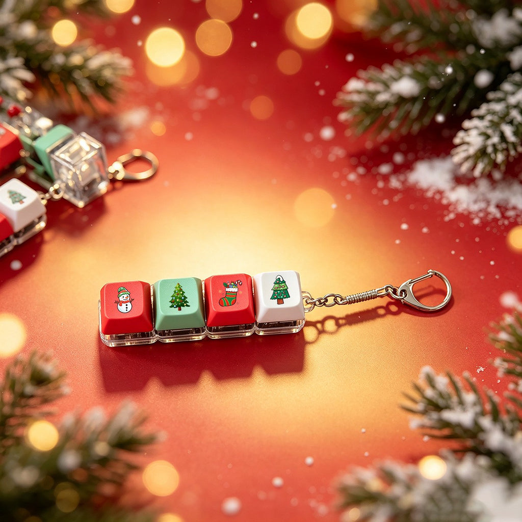 Christmas keycap clicker keychain, 4-Key