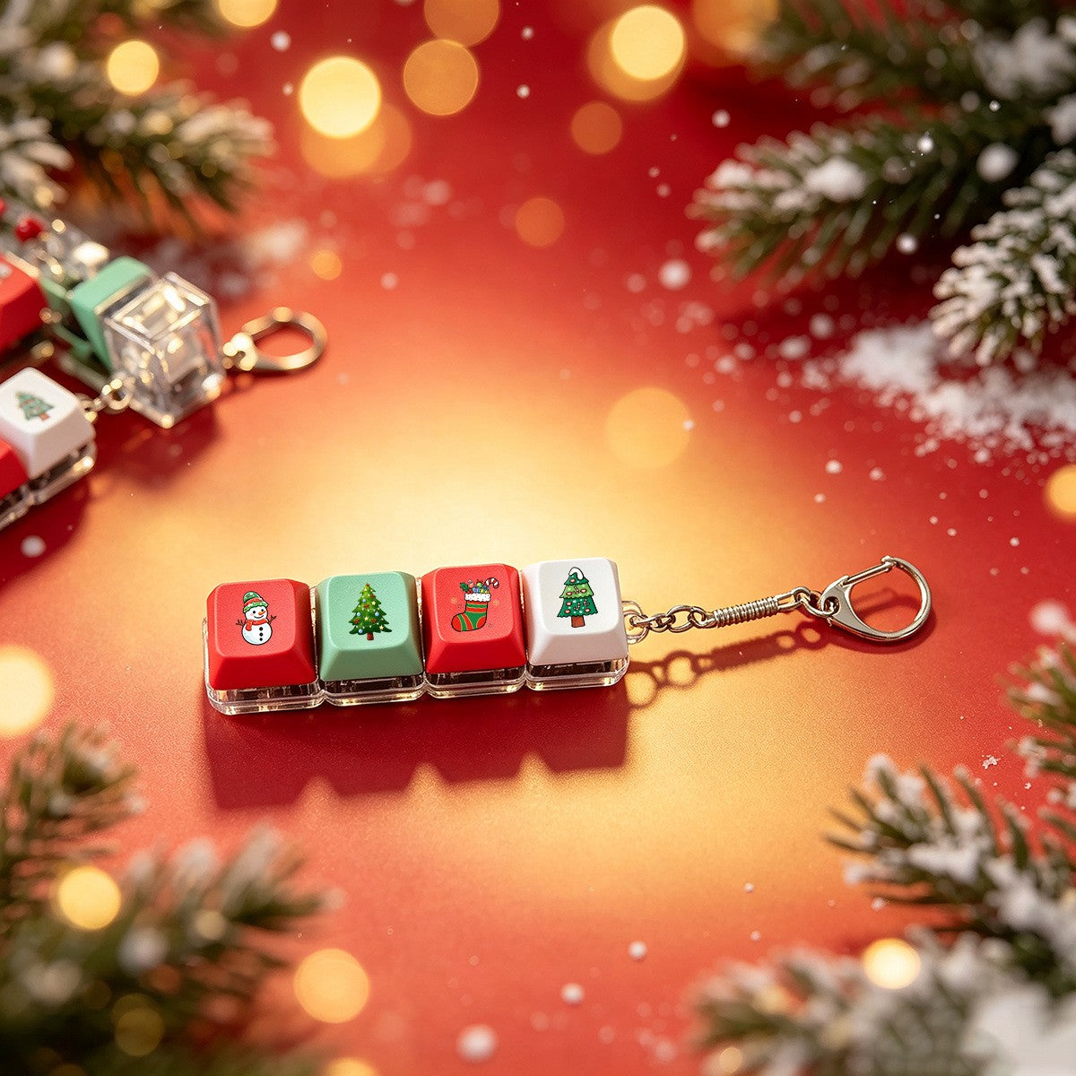 Christmas keycap clicker keychain, 4-Key
