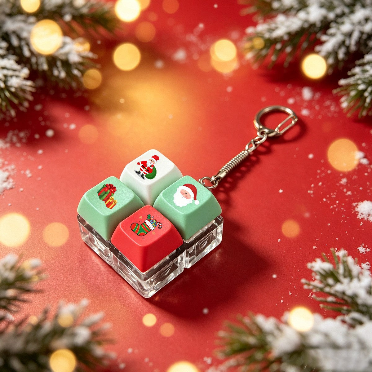 Christmas keycap clicker keychain, 4-Grid