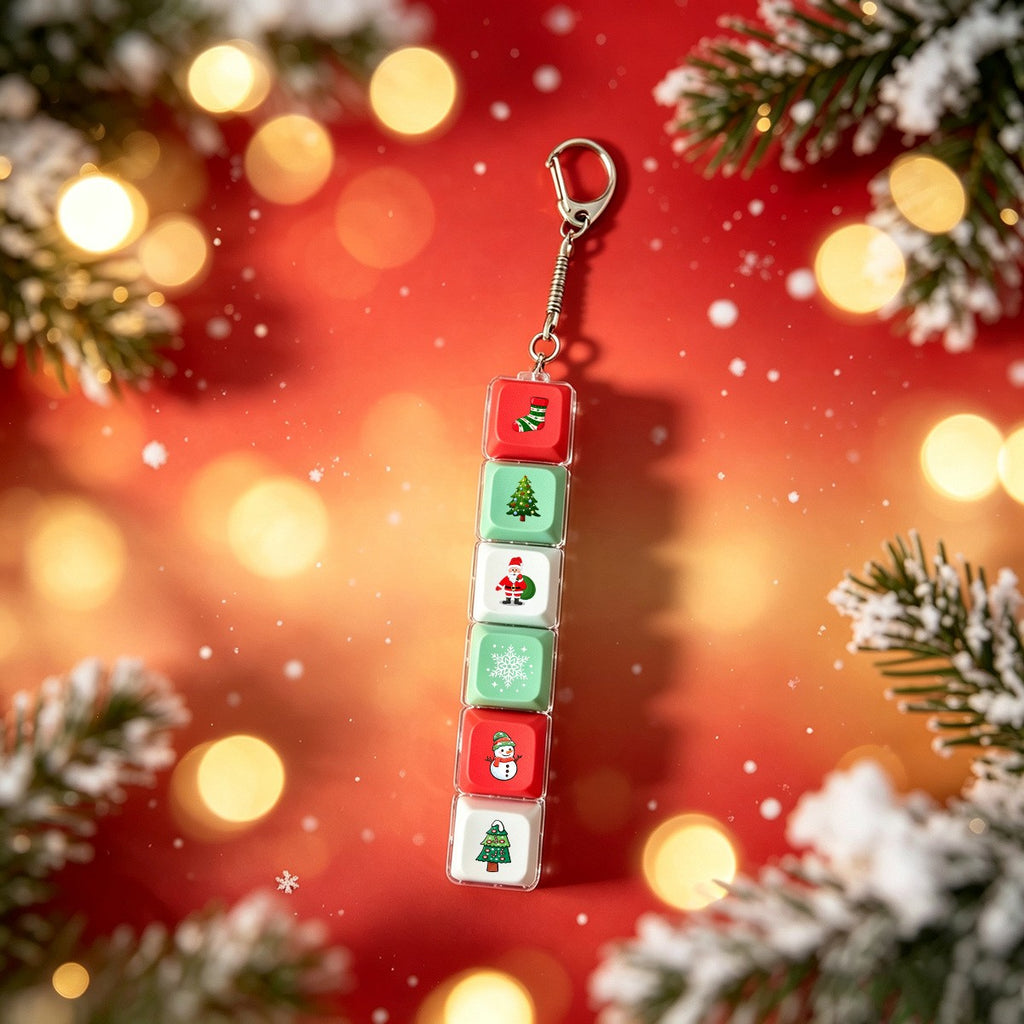 Christmas keycap clicker keychain, 6-Key