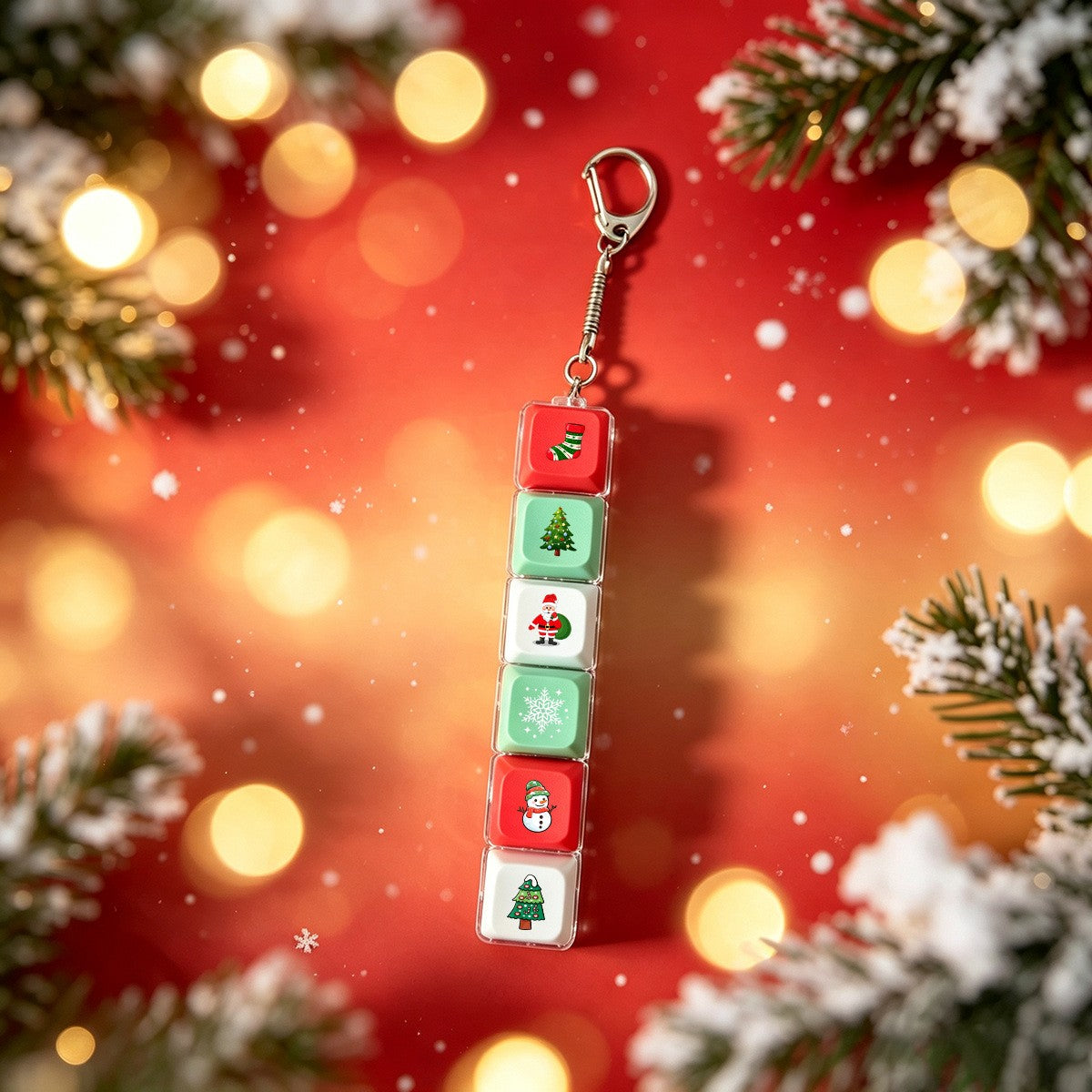 Christmas keycap clicker keychain, 6-Key
