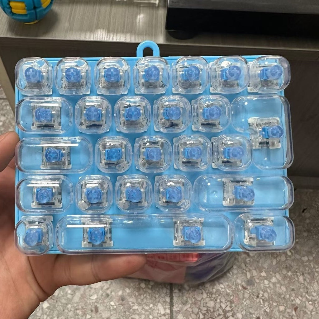 Clear Mini Keyboard 26-Key keycap clicker keychain, Blue