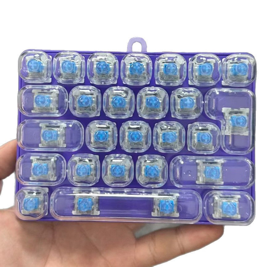 Clear Mini Keyboard 26-Key keycap clicker keychain, Purple
