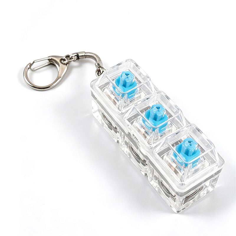 Clear Switch 3-Key keycap clicker keychain, Clear