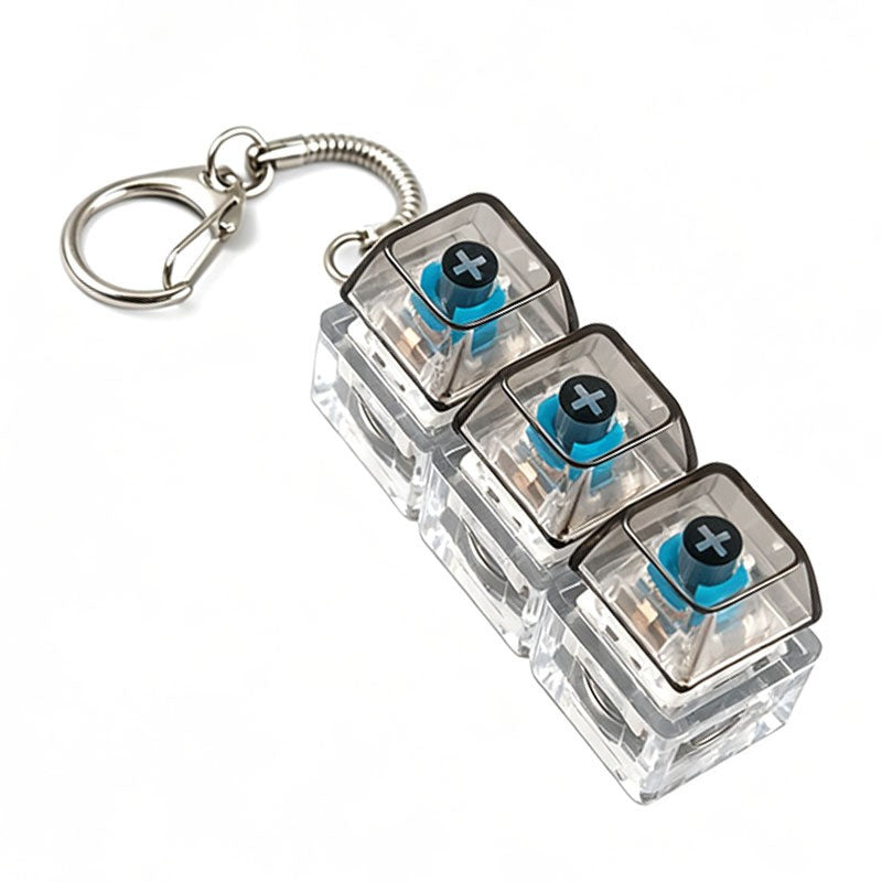 Clear Switch 3-Key keycap clicker keychain, Black Translucent