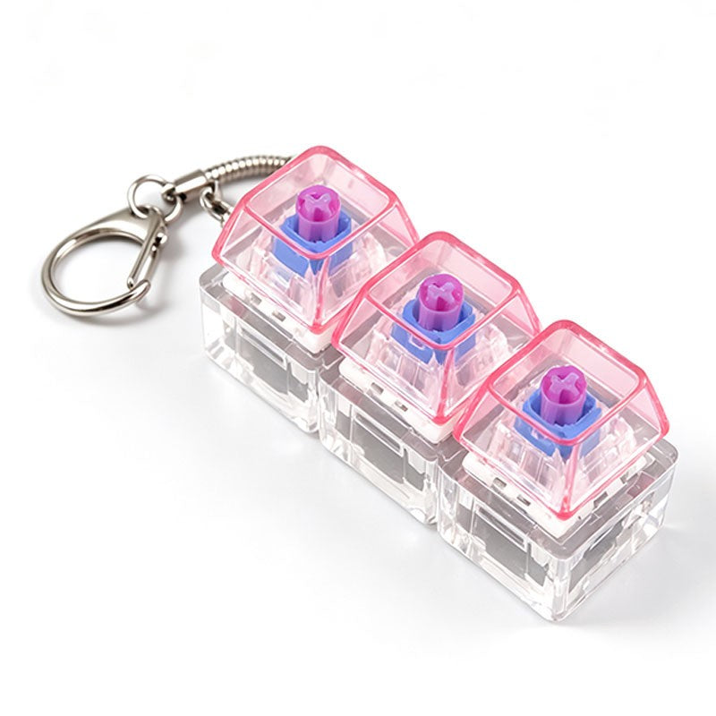 Clear Switch 3-Key keycap clicker keychain, Pink