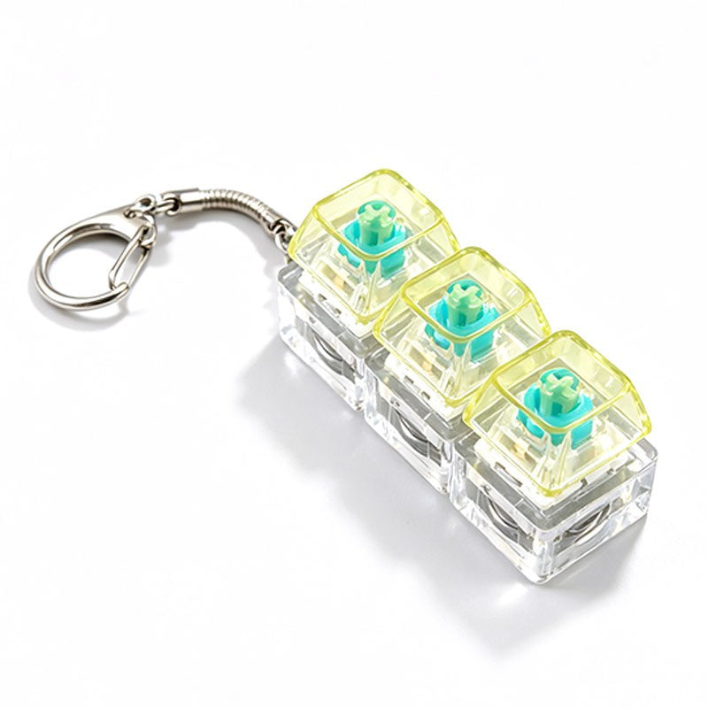 Clear Switch 3-Key keycap clicker keychain, Yellow