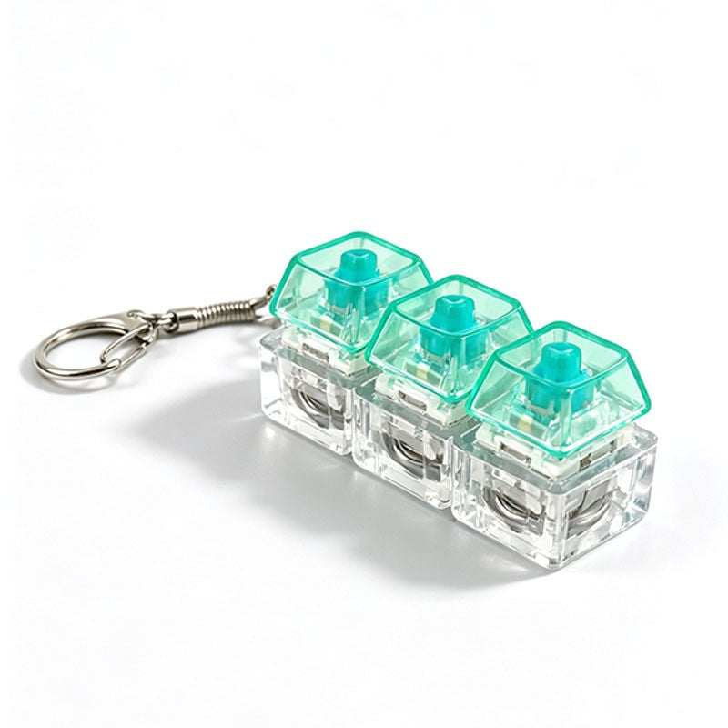Clear Switch 3-Key keycap clicker keychain, Green