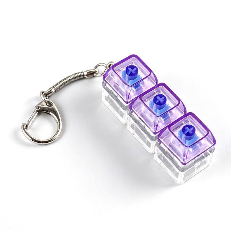 Clear Switch 3-Key keycap clicker keychain, Purple