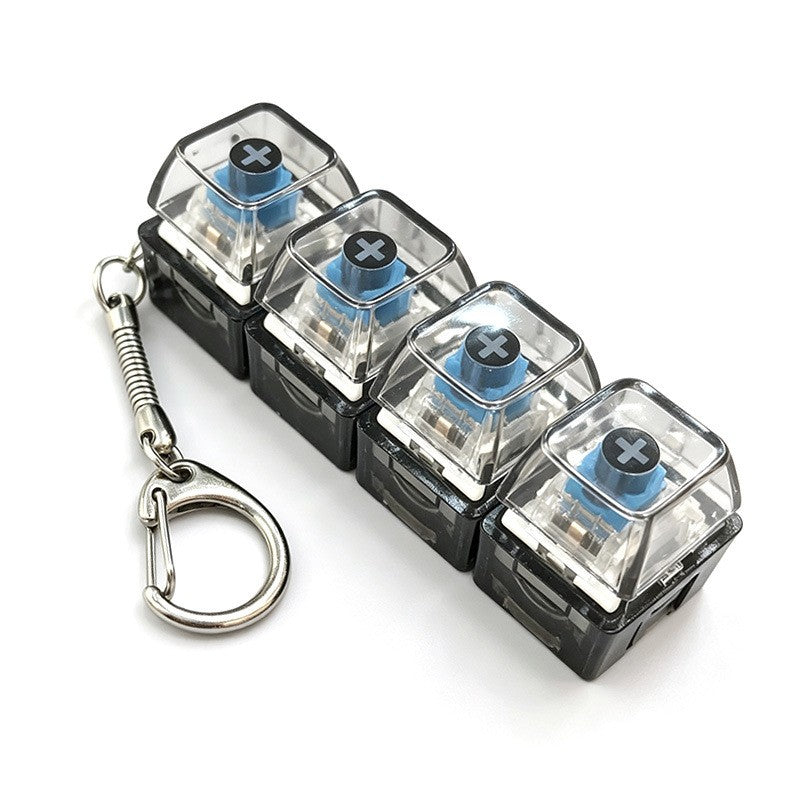 Clear Switch 4-Key keycap clicker keychain, Black Translucent