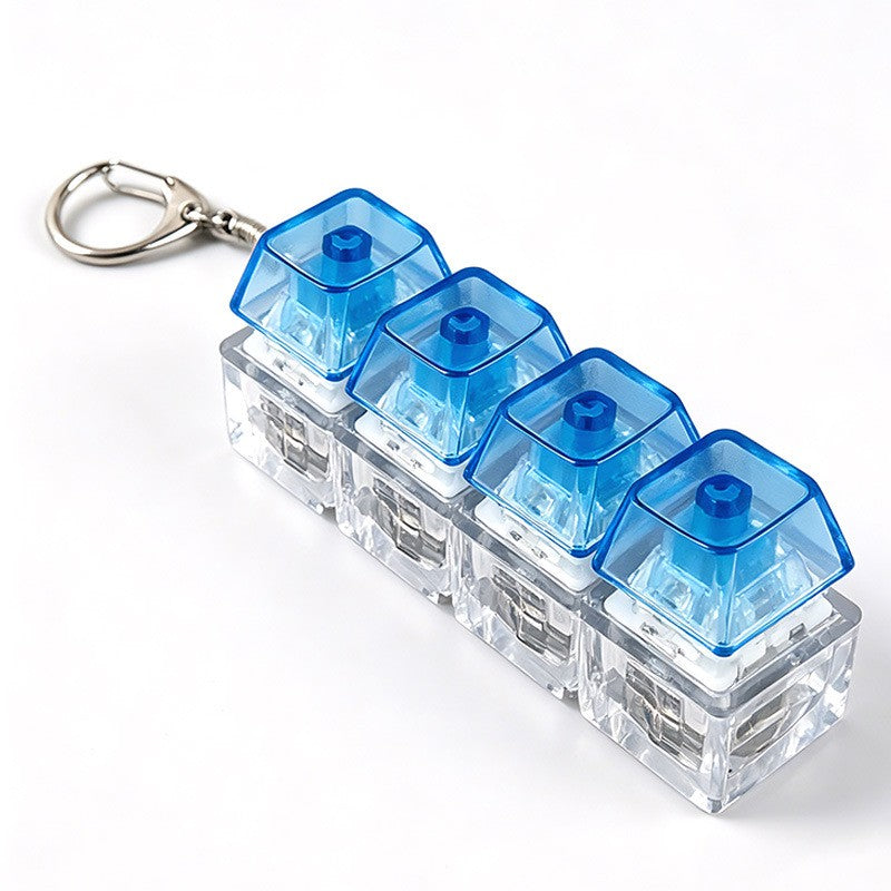Clear Switch 4-Key keycap clicker keychain, Blue
