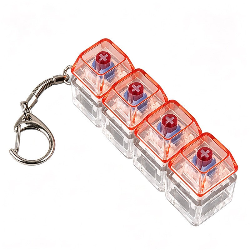 Clear Switch 4-Key keycap clicker keychain, Red