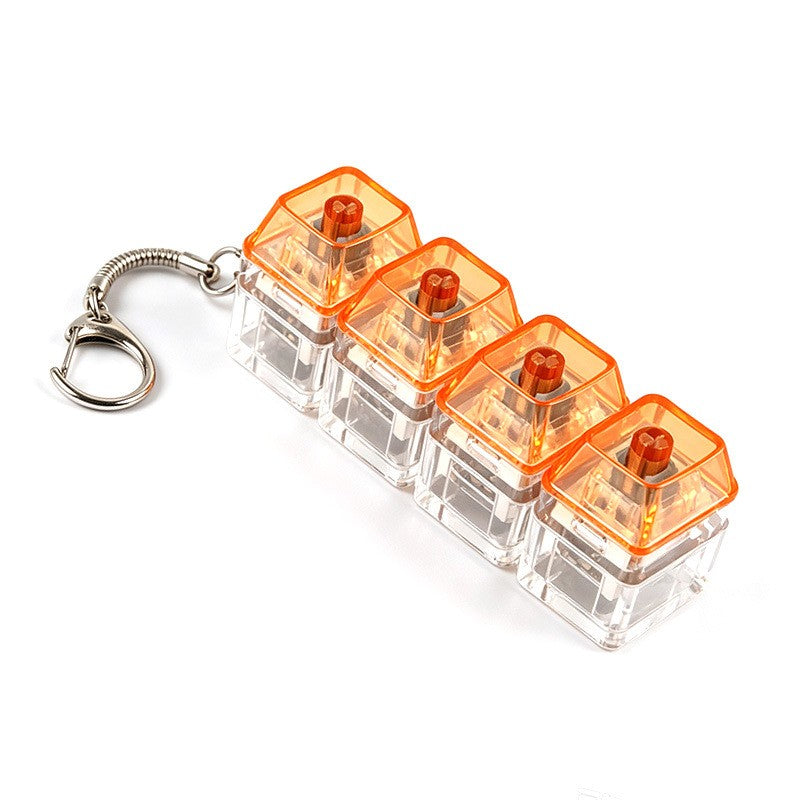 Clear Switch 4-Key keycap clicker keychain, Orange