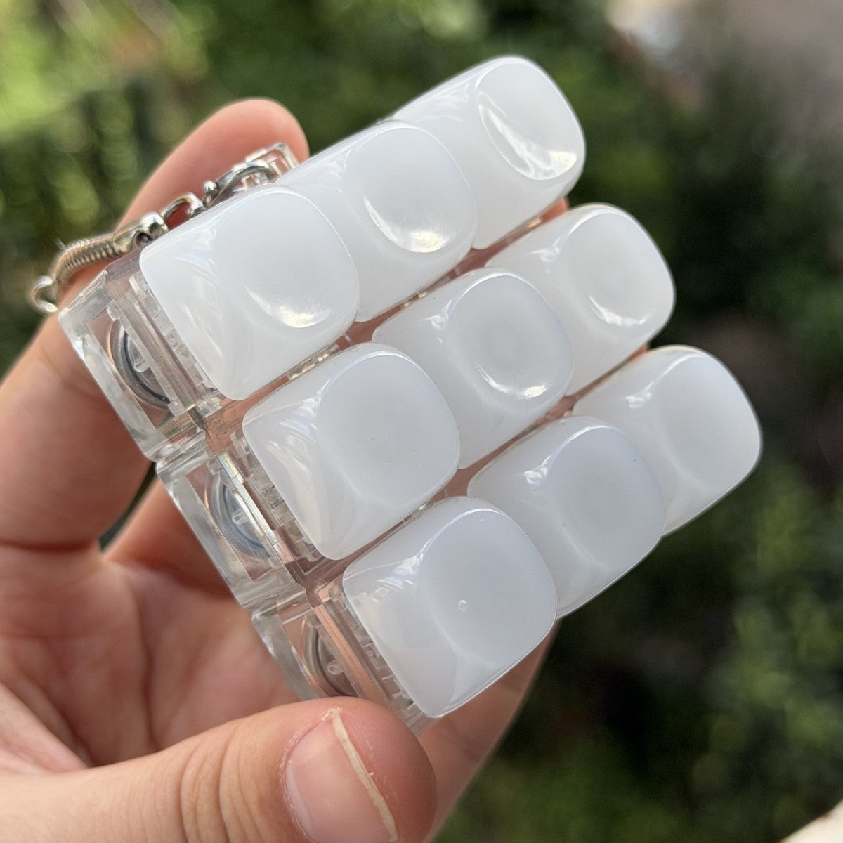 Frosted Jade-Look 9-Key keycap clicker keychain, 9-Key Frosted, Backlit