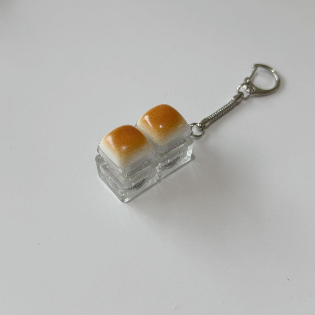 Golden Bread Block keycap clicker keychain, 2-Key Bread