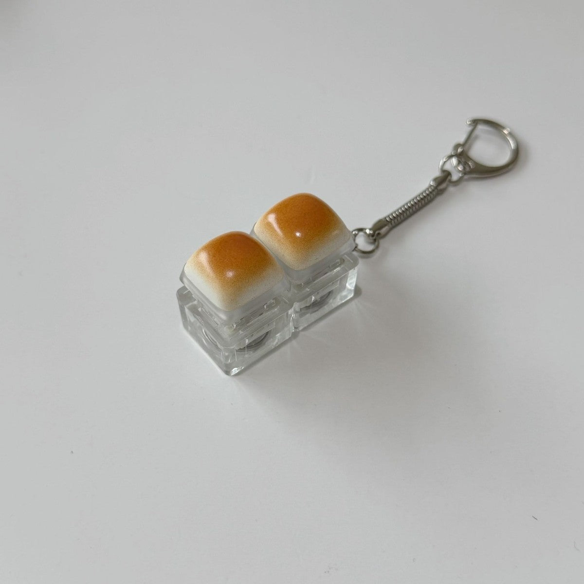 Golden Bread Block keycap clicker keychain, 2-Key Bread