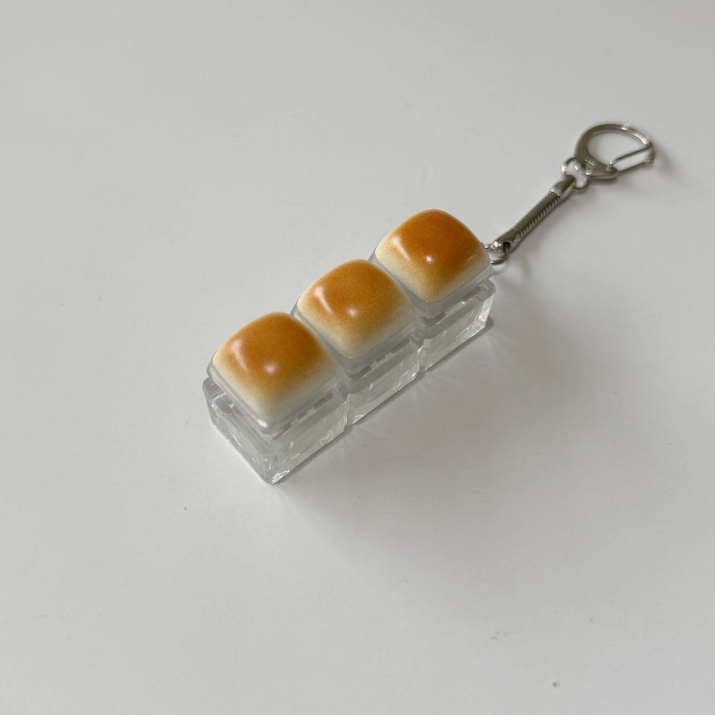 Golden Bread Block keycap clicker keychain, 3-Key Bread