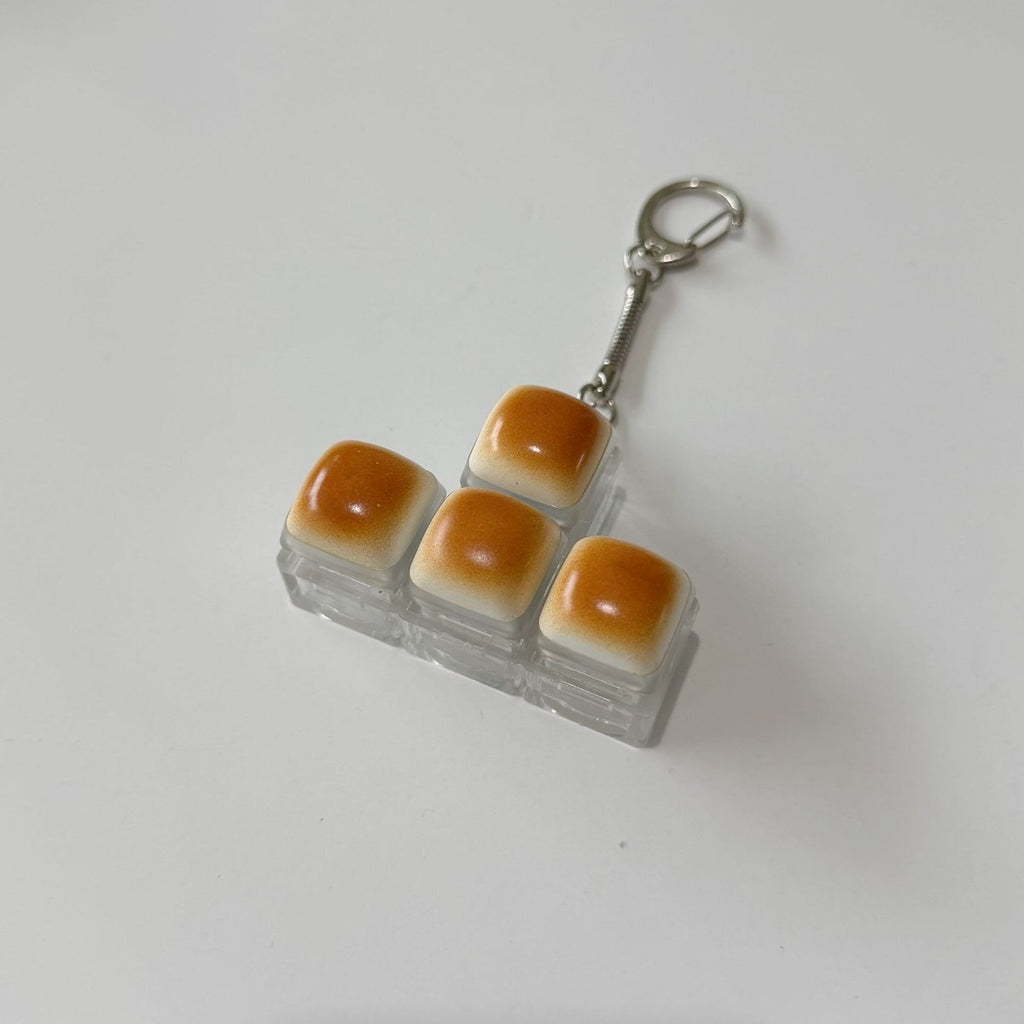 Golden Bread Block keycap clicker keychain, T-Shape Bread