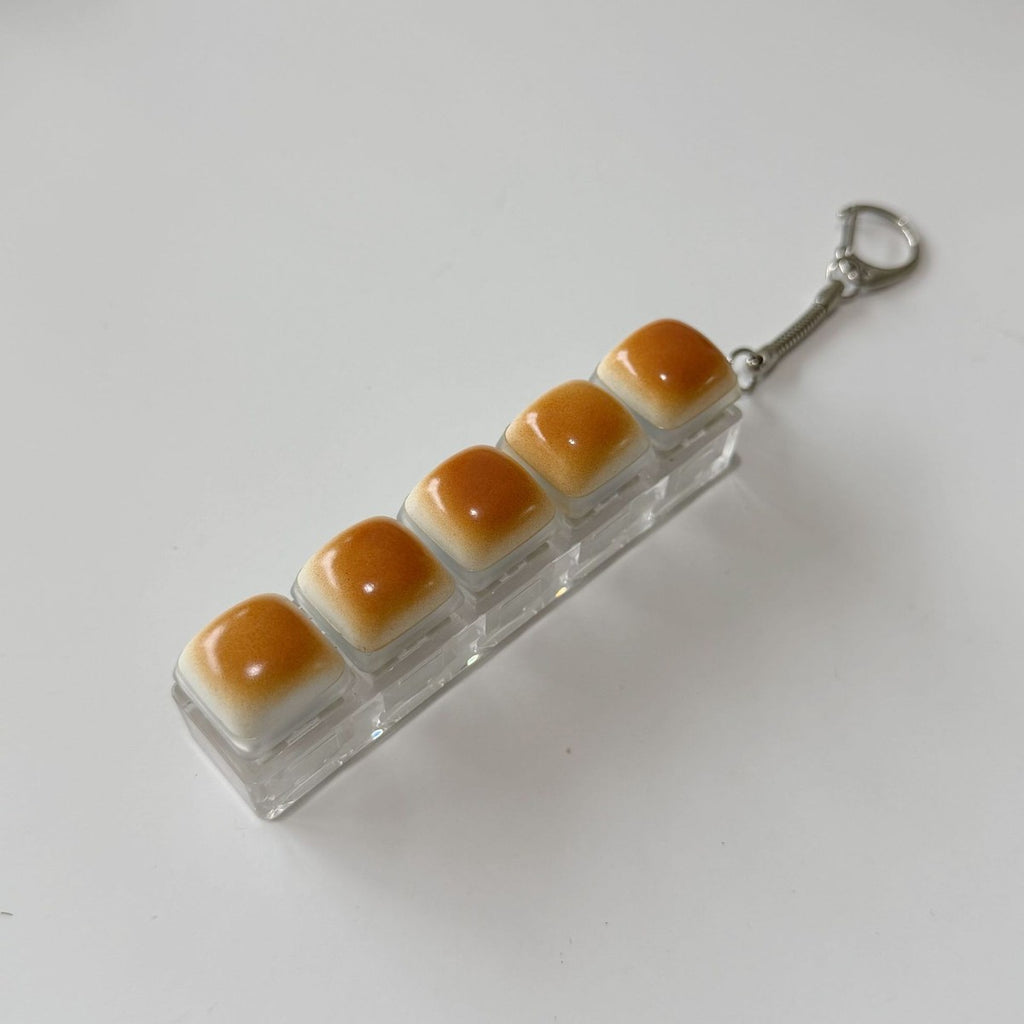 Golden Bread Block keycap clicker keychain, 5-Key Bread