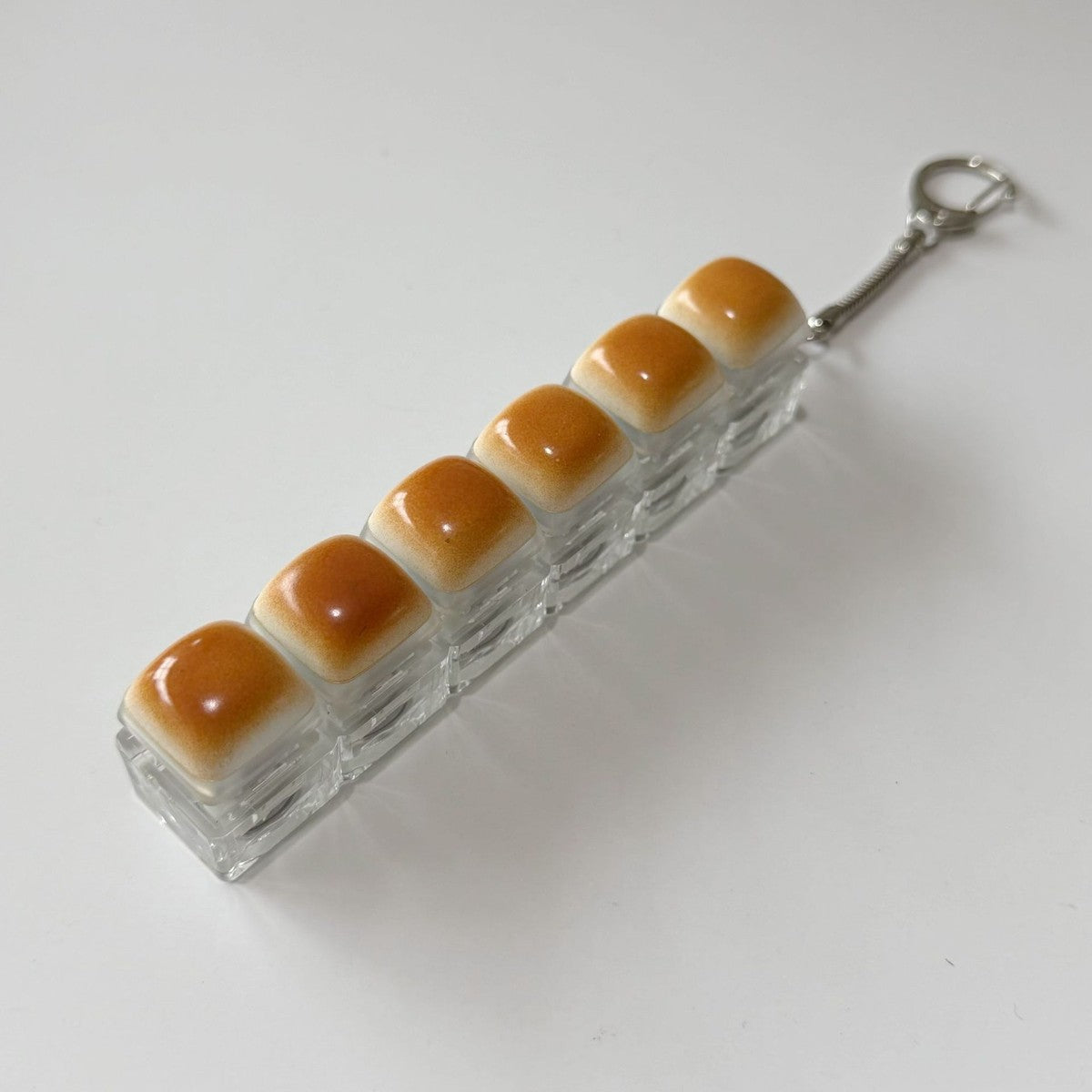 Golden Bread Block keycap clicker keychain, 6-Key Bread