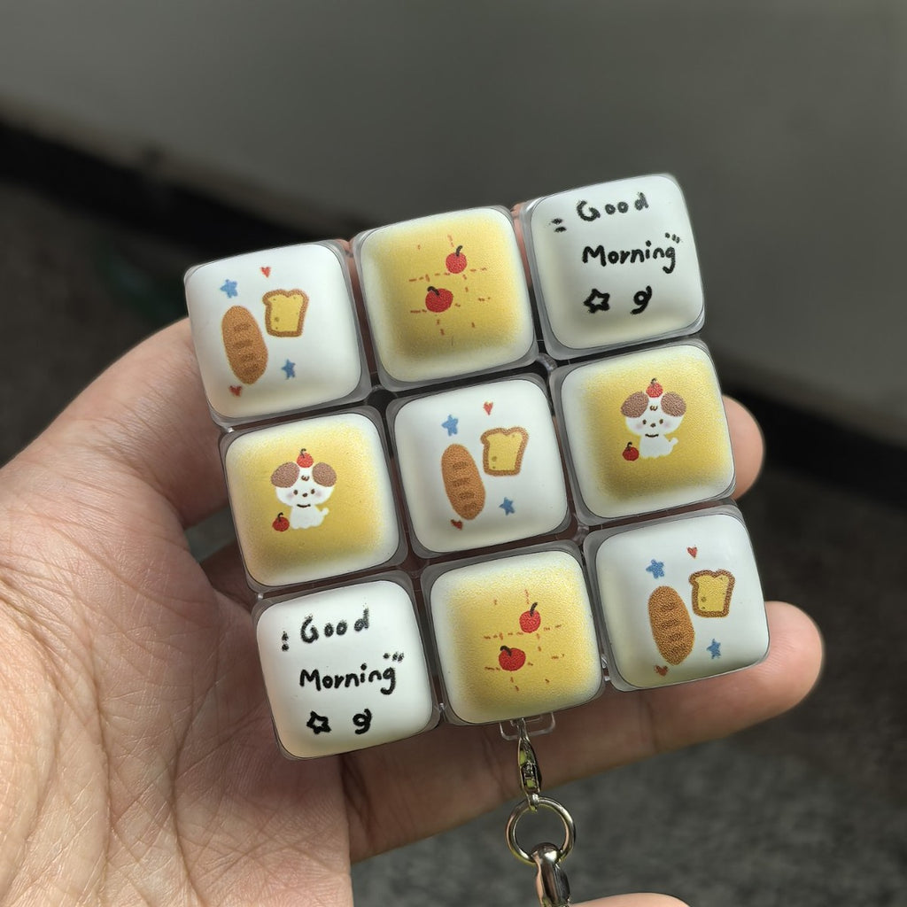 Good Morning Bread 9-Key keycap clicker keychain, 9-Key Good Morning