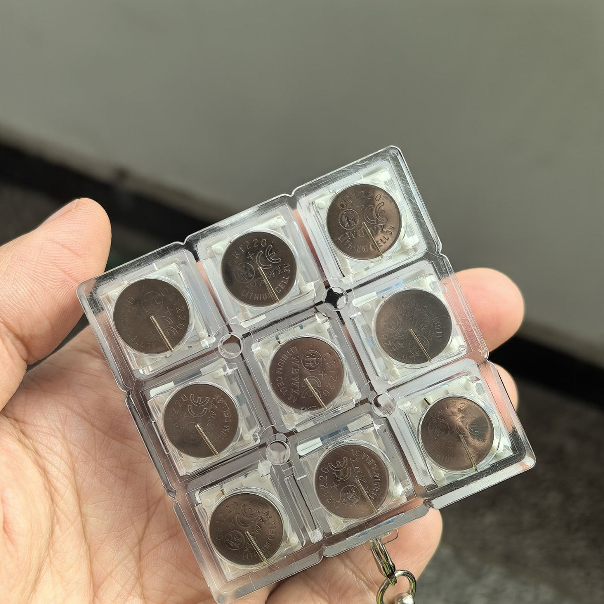 Underside of the transparent Good Morning 9-key keycap clicker
