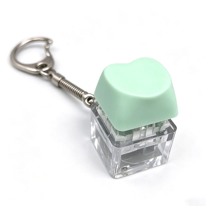Heart keycap clicker keychain, 1-key mint green