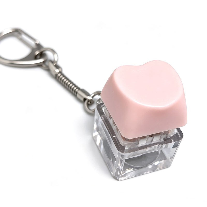 Heart keycap clicker keychain, 1-key light pink