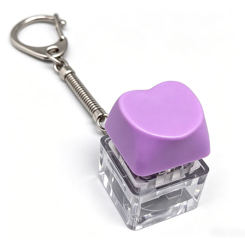 Heart keycap clicker keychain, 1-key purple